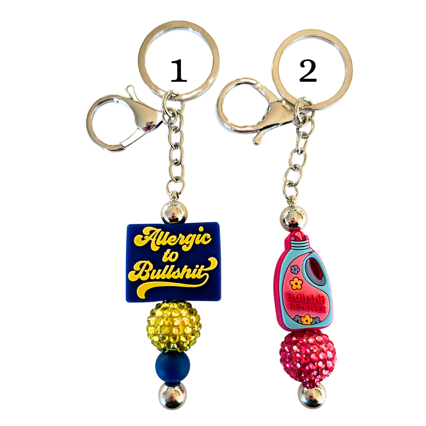 Keychain Beaded Metal Bar Silicone Focal