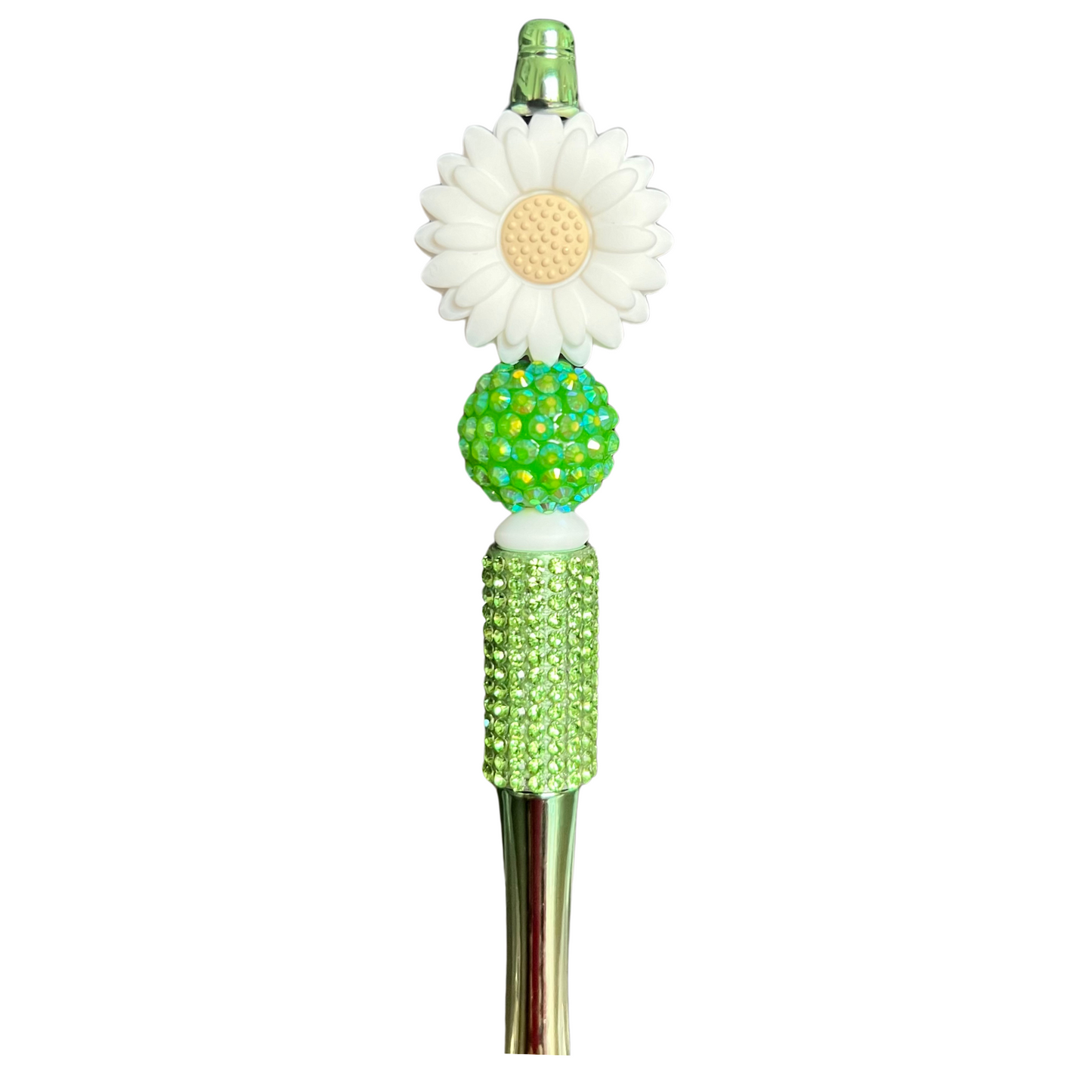 Rhinestone Beaded Silicone Focal Metallic Pen Flower Pen