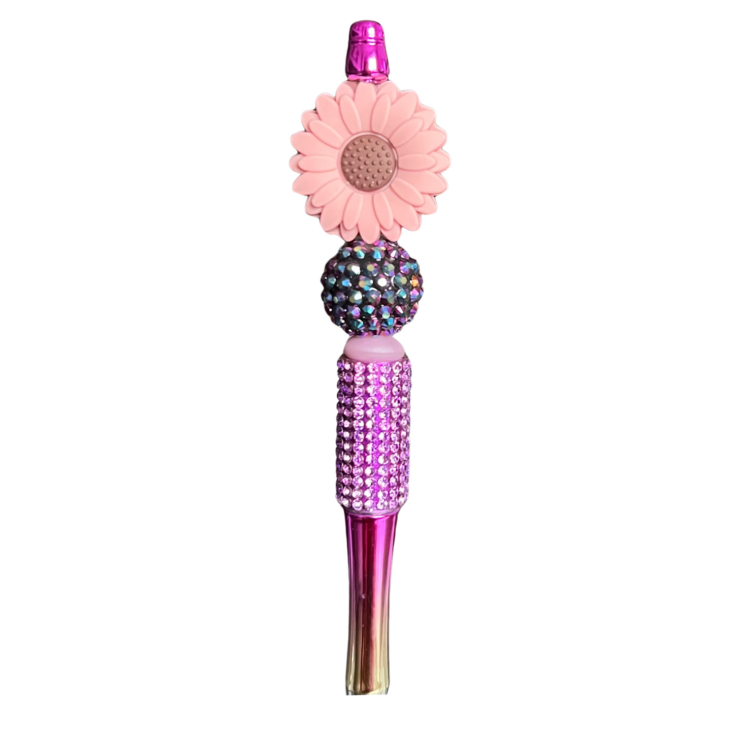 Rhinestone Beaded Silicone Focal Metallic Pen Flower Pen