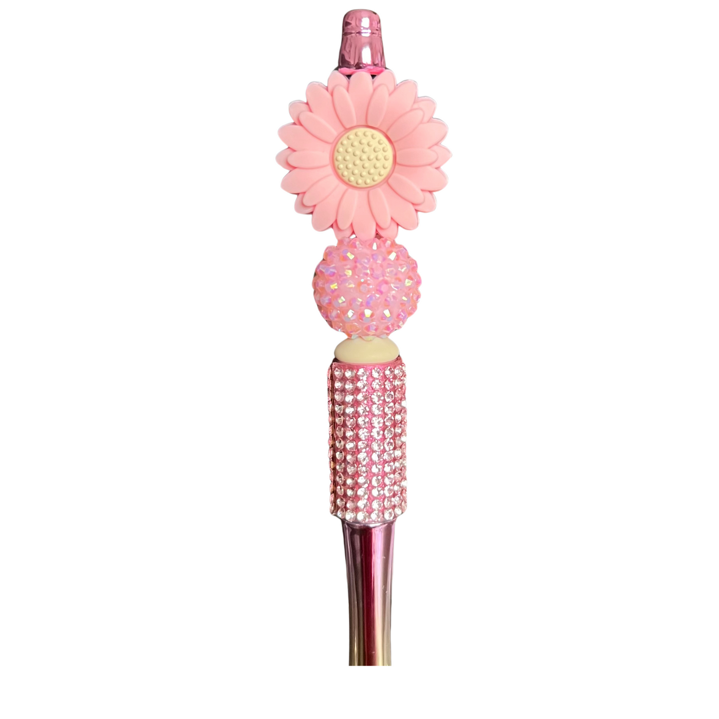 Rhinestone Beaded Silicone Focal Metallic Pen Flower Pen