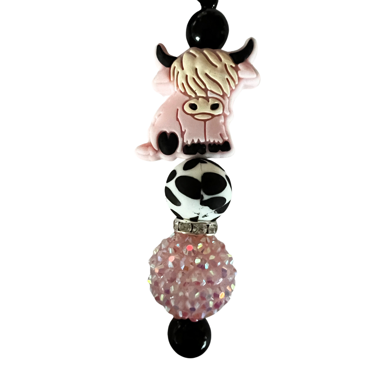 Keychain Beaded Metal Bar Silicone Focal