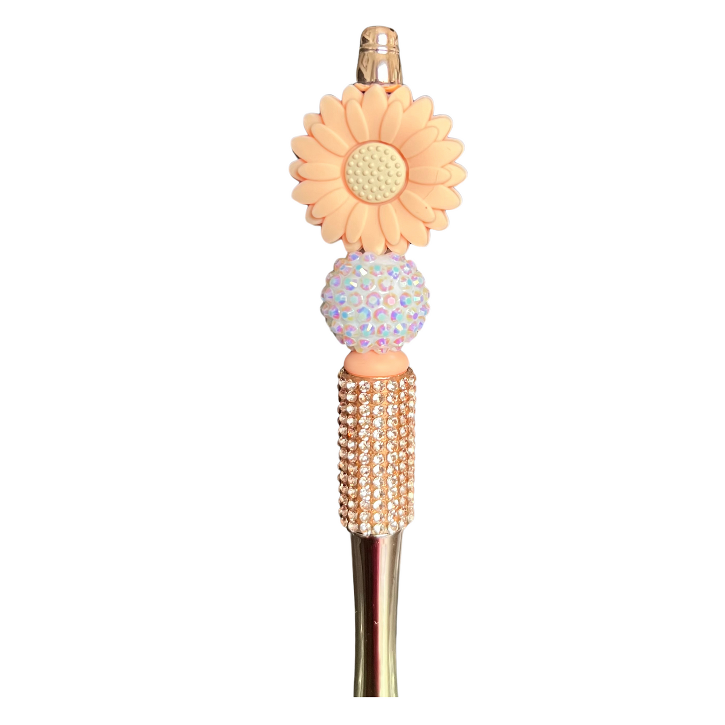 Rhinestone Beaded Silicone Focal Metallic Pen Flower Pen