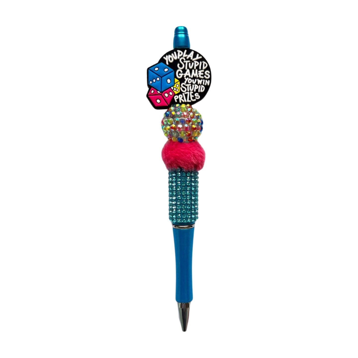 Rhinestone Fuzzy Beaded Silicone Focal Refillable Black Ink You Play Games Pen